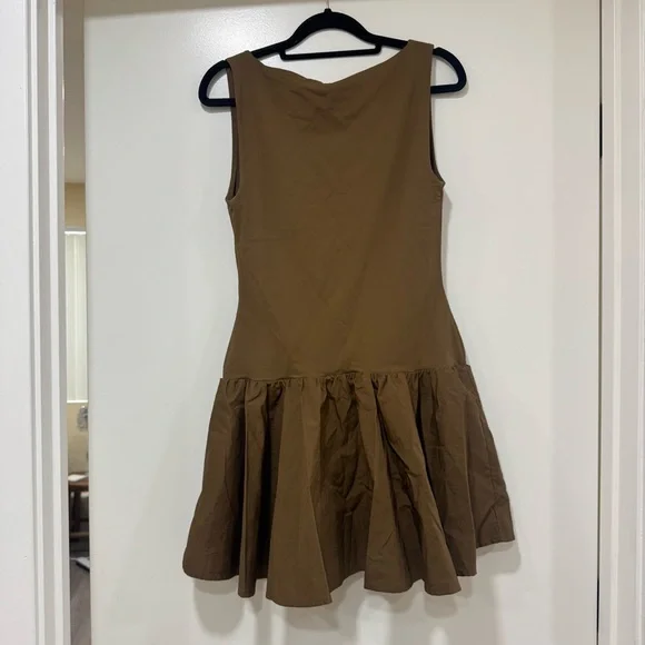 Aritzia Babaton Segment Poplin Dress Cello Brown Size Medium - Picture 4 of 12